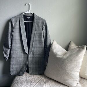 NWT Gianni Bini Plaid Ruched Sleeve Blazer